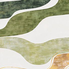 Im Fluss der Ruhe, moderne Abstraktion in Grün Gold von Mad Dog Art