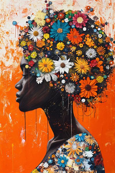 Woman with flowers by Bert Nijholt