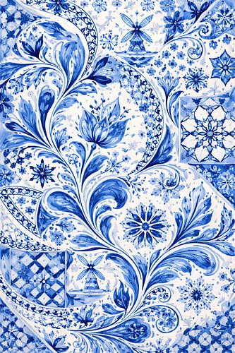 Cobalt Blue Florafluster, Windmills in Lace of Paint