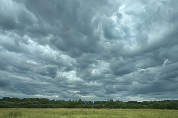 weiland met dramatische wolkenlucht van Egon Zitter