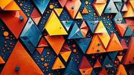 Motif géométrique 3D en orange et bleu sur Jonas Weinitschke