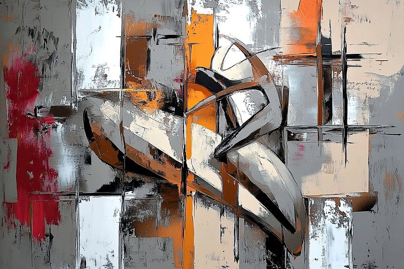 Muted Clashes in the City van Abstract Schilderij