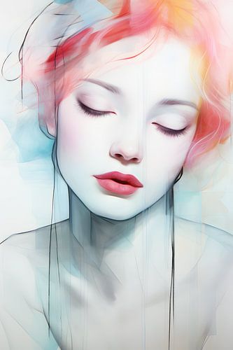 Woman - Grace in Blue and Red