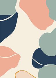 Minimalistische abstracte posters met organische, vloeiende vormen en lijnen in pasteltinten van Adam Khabibi