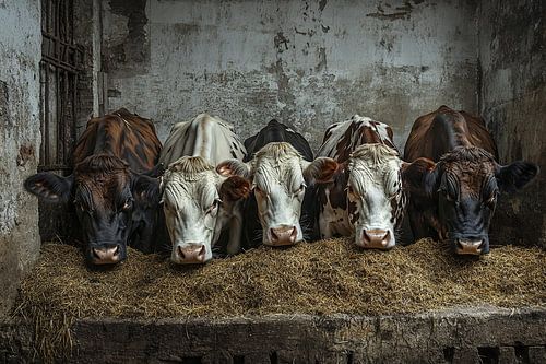 Koeien in een oude stal van Art & Soul Creations