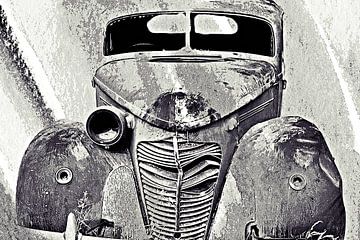 ein amerikanisches Oldtimer Wrack mixed media von Werner Lehmann