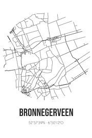 Bronnegerveen (Drenthe) | Carte | Noir et blanc sur Affiches de lieux