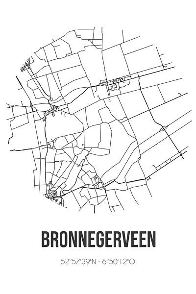 Bronnegerveen (Drenthe) | Map | Black and White by Prints of Place