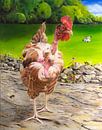 Poulet chauve français dans le jardin par Ivonne Wierink Aperçu