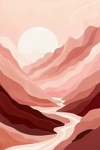 Canyon Landscape in Warm Pink