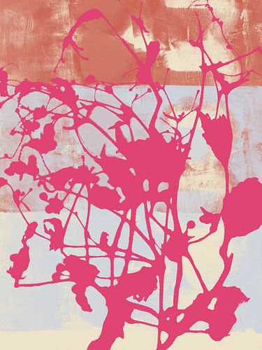 Neon roze bloemen. Kleurrijke abstracte kunst in levendige kleuren