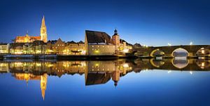 Regensburg Panorama mit Dom und Salzstadl zur blauen Stunde von Thomas Rieger