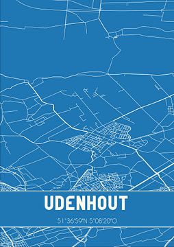 Blauwdruk | Landkaart | Udenhout (Noord-Brabant) van Rezona