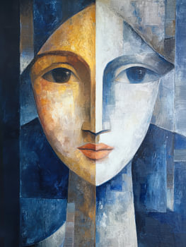 Blaue kubistische Muse