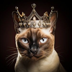 Wanddekoration: Königliche siamesische Katze mit Krone