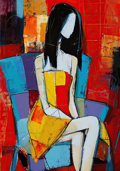 Frau auf Stuhl von Kunst Laune