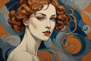 Woman art nouveau by De Muurdecoratie