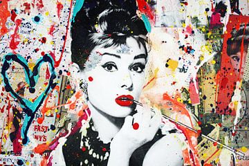 Audrey Hepburn "Mensen" van Kathleen Artist Fine Art