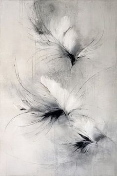 Modernes abstraktes Gemälde in Grau und Weiß – Minimalismus von Joriali Abstrakte Kunst