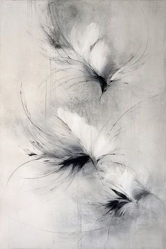 Modernes abstraktes Gemälde in Grau und Weiß – Minimalismus von Joriali Abstrakte Kunst