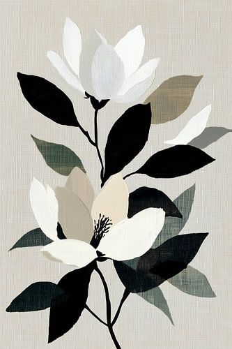 Witte magnolia’s op linnen rust