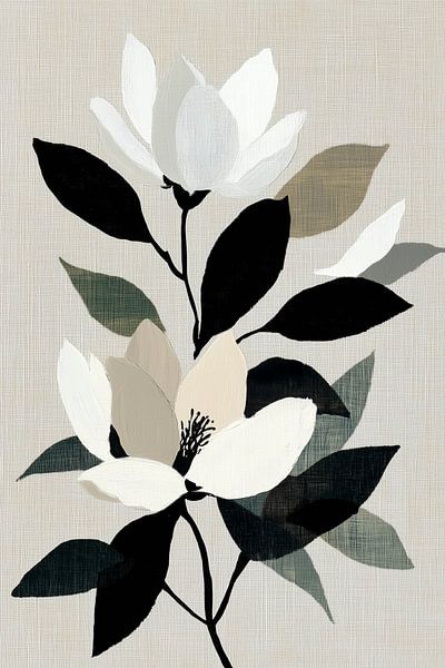 White magnolias on linen rest by Color Square