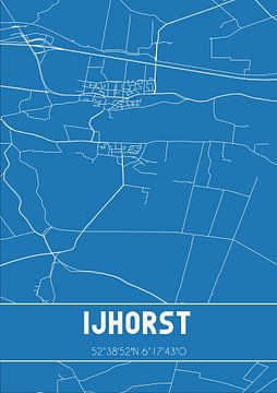 Blauwdruk | Landkaart | IJhorst (Overijssel) van MijnStadsPoster