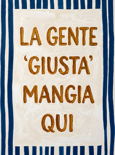 The people of Italian-'ici, formidables, mangent à l'.