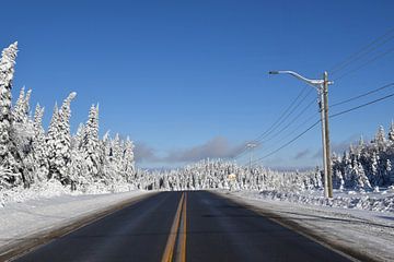 A deserted road in winter by Claude Laprise