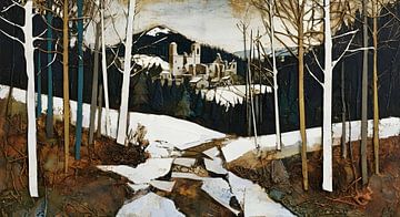 Village de montagne en hiver sur Nick Wendt