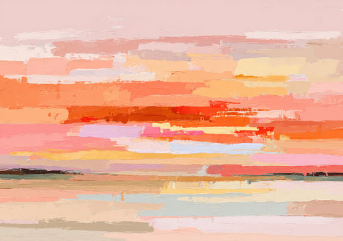Abstract layers of colour in pink and orange – horizontal texture