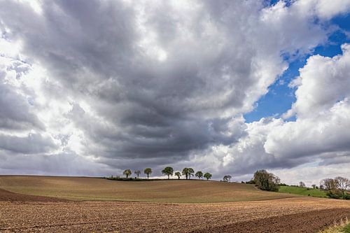 Wolkenstraat über dem Feld Mamelis