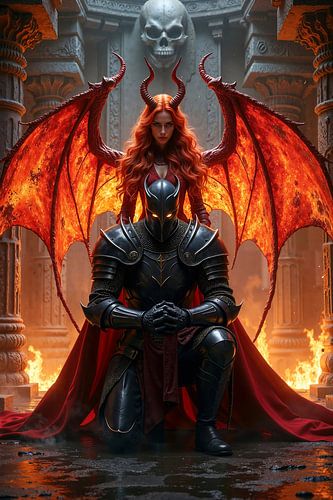 Dark Fantasy Edition: MALVARYX - The demoness with the black knight | Kunst & Fine Art Prints