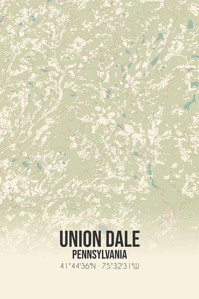 Alte Karte von Union Dale (Pennsylvania), USA. von Ortsdrucke