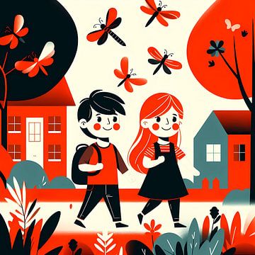 Les enfants à l'école sur Tatjana Korneeva