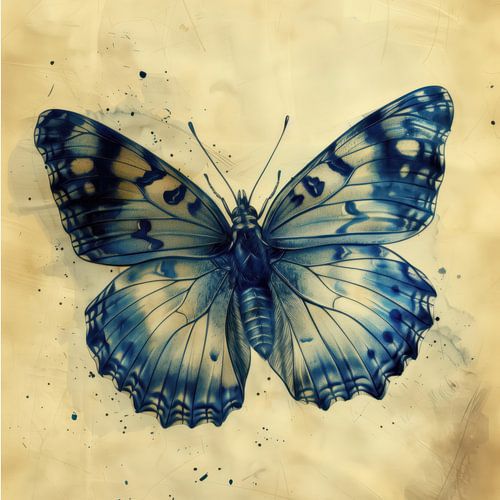 Drawing, Chinese ink, watercolour, Butterfly -2