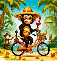 Monkey on bicycle