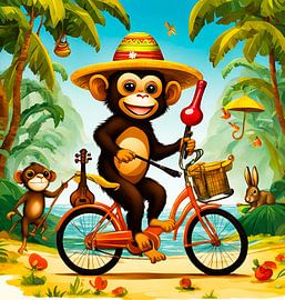 Aap op fiets van Truckpowerr