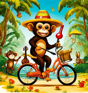 Affe auf Fahrrad