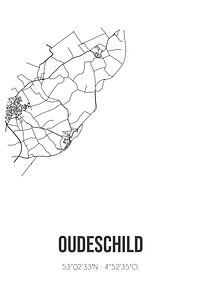 Oudeschild (Noord-Holland) | Karte | Schwarz und weiß von Rezona