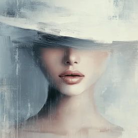 Die Dame in Weiß, modernes und abstraktes Porträt von Carla Van Iersel