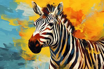 Abstrakter künstlerischer Hintergrund mit einem Zebra, im Ölfarben-Design von Animaflora PicsStock