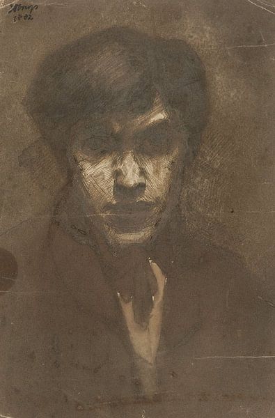 Zelfportret van de schilder Jan Toorop, Jan Toorop, 1882 van Marieke de Koning