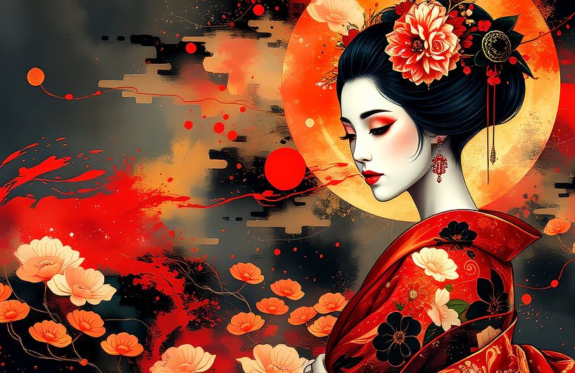 Art abstrait japonais Geisha par Egon Zitter