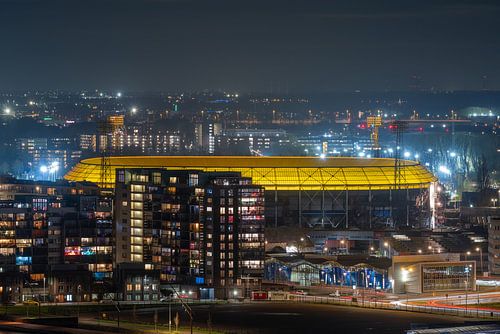 Het schitterende Feijenoord Stadion De Kuip in Rotterdam met de lichtmasten
