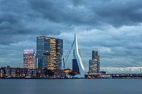 Erasmus bridge with mother-of-pearl clouds