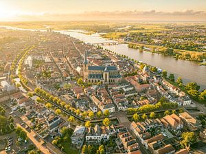 Luchtfoto van de zonsondergang in de lente in Kampen van Sjoerd van der Wal Fotografie