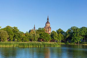 Marienkirche mit Knieperteich, Altstadt, Stralsund