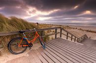 Orangefarbenes Fahrrad am Strandopgang bei Kijkduin Den Haag von Rob Kints Miniaturansicht