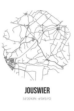 Jouswier (Fryslan) | Karte | Schwarz und weiß von Rezona